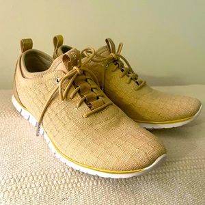 Cole Haan Zerogrand Stitchlite Womens Sz 9B Distance Oxford Casual Shoes Gold